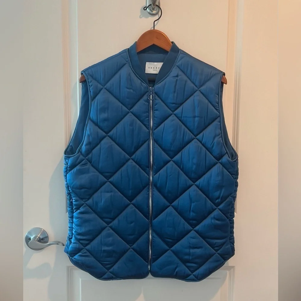 Sandro Blue Oversized Quilted Puffy Vest